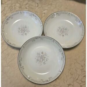 Vintage USS Ivory Lace Japan Floral Soup Bowls Set of 3 Cottage China 1-6331